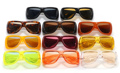 QVQV Trendy Oversized Square Sunglasses Women Men Luxury Brand Original Thick Frame Sunglasses Retro Outdoors Driving Shades