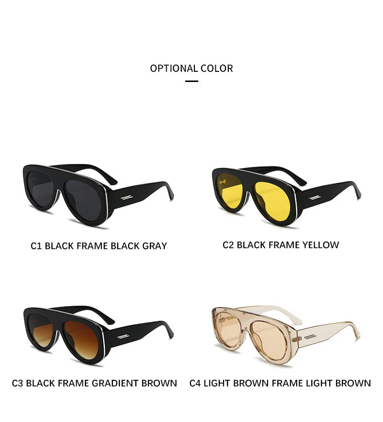 Oversized Oval Pilot Shield Sunglasses Women Big 2025 Luxury Brand Retro Y2K Punk Mirror Sun Glasses For Ladies Shades UV400