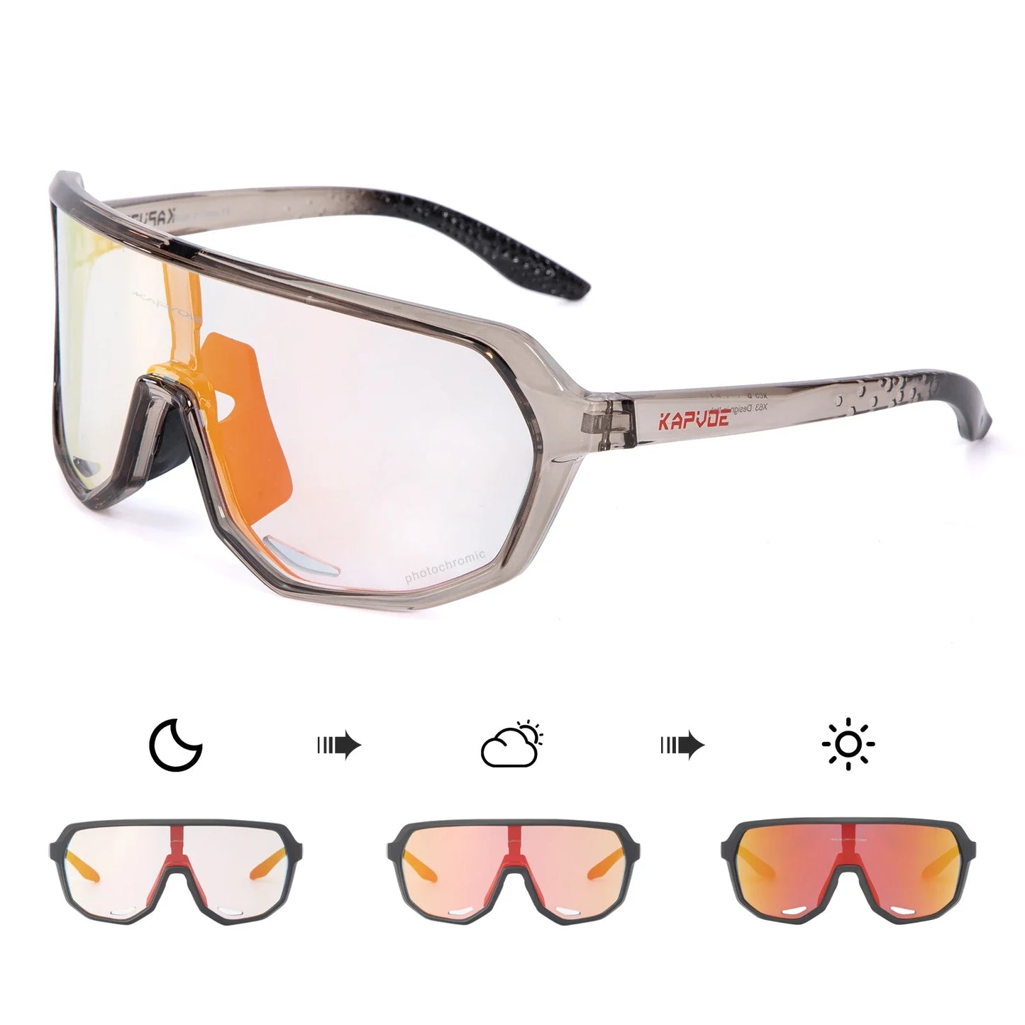 KAPVOE Photochromic Cycling Glasses Sports Sunglasses for Men Women UV400 Protection Bicycle MTB Mountain Bike Sunglasses