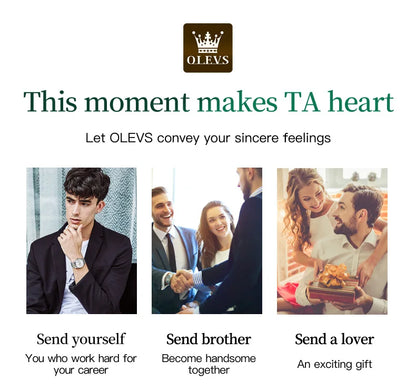 OLEVS Mens Quartz Watches Top Brand Luxury Business Waterproof Luminous Large Dial Men Wristwatches Sports Stainless Steel Watch