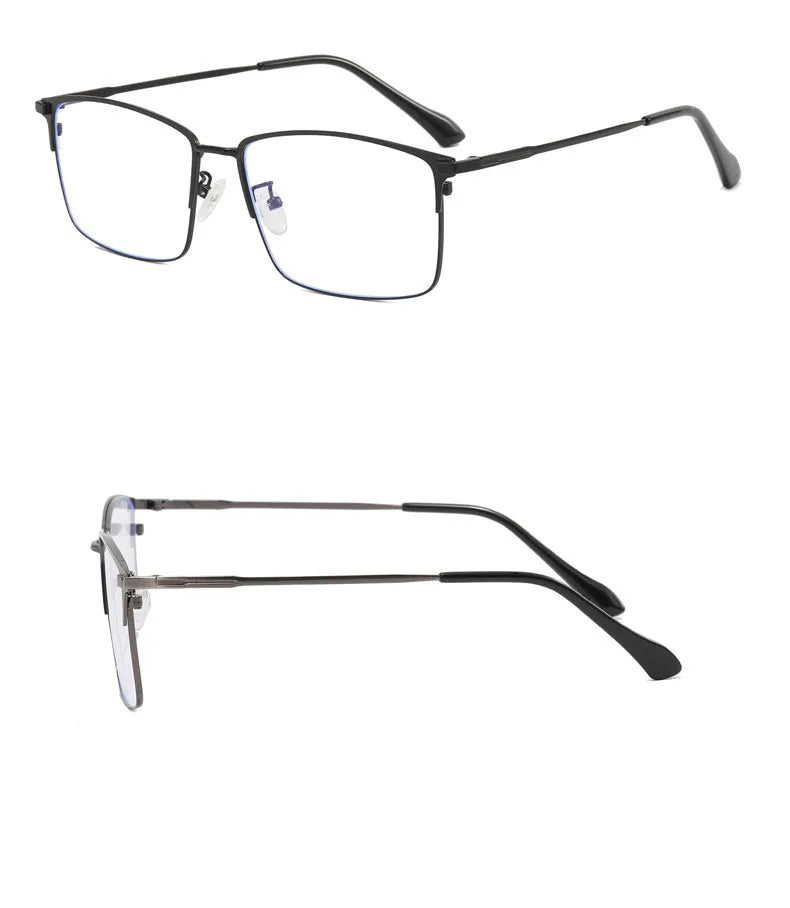 157mm Titanium Alloy Anti Blue Light Square Reading Glasses Men Business Big Presbyopic Glasses Clear Lens Prescription Eyewear