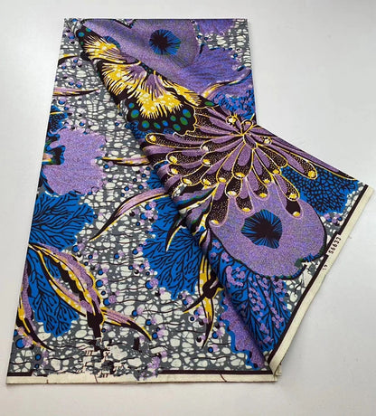New Ankara Glitter Golden Wax Soft Flash Gold Print Batik High Quality Pagne Purple Women Tissus African Grand Golden Wax Fabric