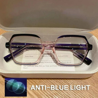 EYORA Fashion Polygon Prescription Reading Glasses Women Myopia Eyewear Hyperopia Anti Blue Light Progressive Optical Eyeglasses