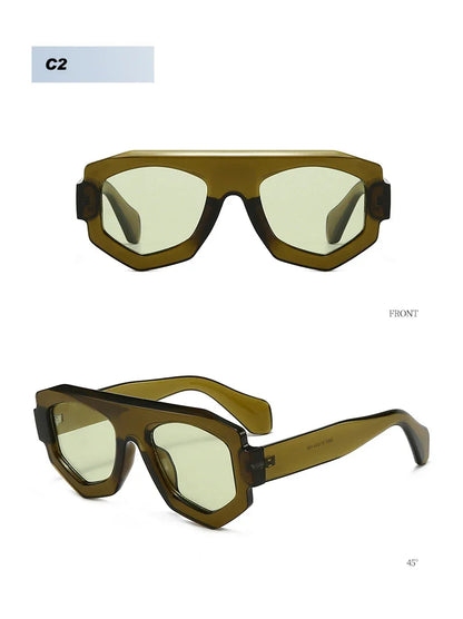 JNPCXI New Fashion Irregular Square Women Sunglasses Shades UV400 Retro Green Men Sun Glasses