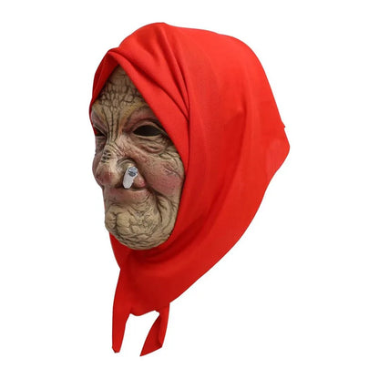Halloween Scary Terrifying Granny Latex Mask Long Hair Spooky Cosplay Costume Accessory for Adults Party Deco Gift