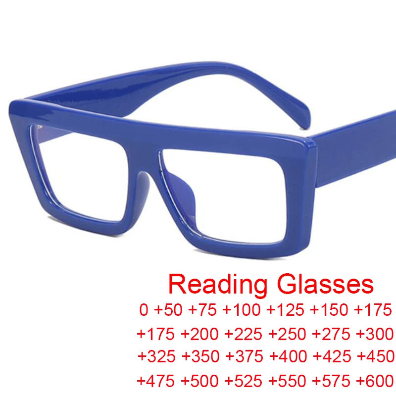 Retro Rectangle Reading Glasses Women 2025 Fashion Transparent Anti Blue Rays Female Eyeglasses Optical Eye Prescription 0 ~ +6