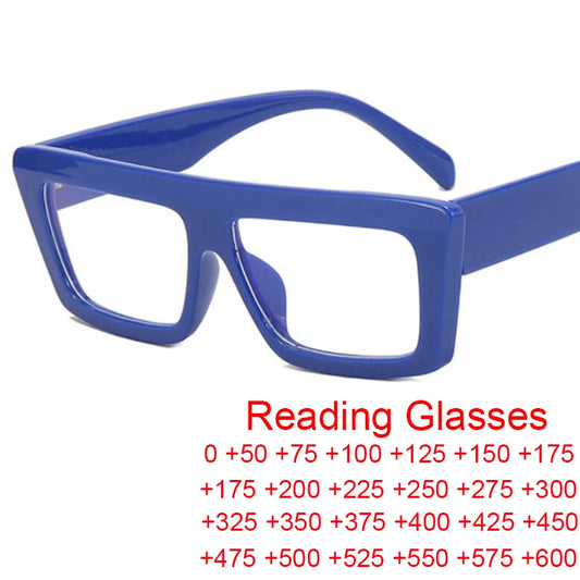 Retro Rectangle Reading Glasses Women 2025 Fashion Transparent Anti Blue Rays Female Eyeglasses Optical Eye Prescription 0 ~ +6