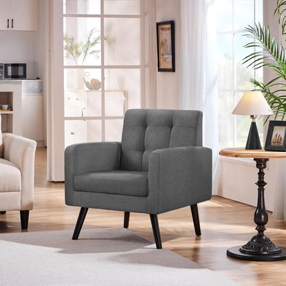 Modern Living Room Chair, Mid-Century Armchair Button Tufted Back and Wood Legs, Vintage Lounge Chair for, Customized