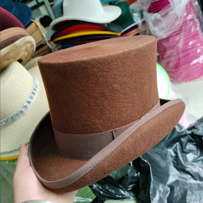2023 Men Hat 100% Wool Fedora Hat Unisex Top Show Gentleman Bowler Hat Black Red Magic Hat Presidential Hat Feather Accessories