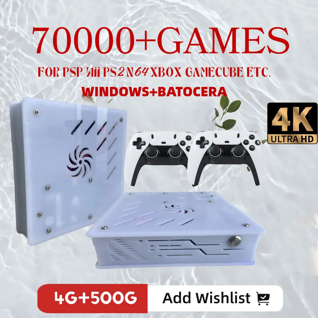 2026 New X8 Retro Game Console 500GB | 70,000+ Games | 60+ Emulators | 4K HD | Plug & Play | PS2 Wii PSP GC N64 Xbox Dual System