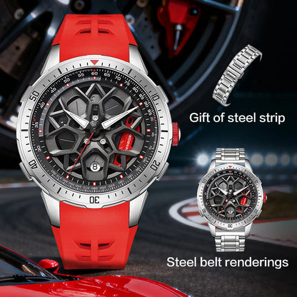 HANBORO supercar series men's fully automatic mechanical watch with wheels running and dial personalized watch
