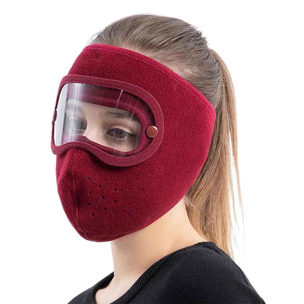 Winter Warm Face Mask With Detachable Anti Fog Goggle Anti Dust Cycling Mask Balaclava Warm Helmet For Skiing Face Cover