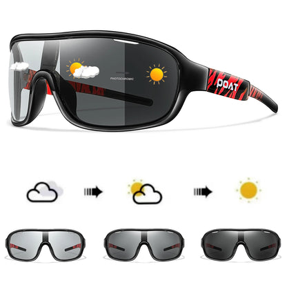 POAT BRAND Cycling Photochromic Eyewear Outdoor Sports Cycling Fishing Road Bike Hiking Sunglasses Men Women windproof Glasses