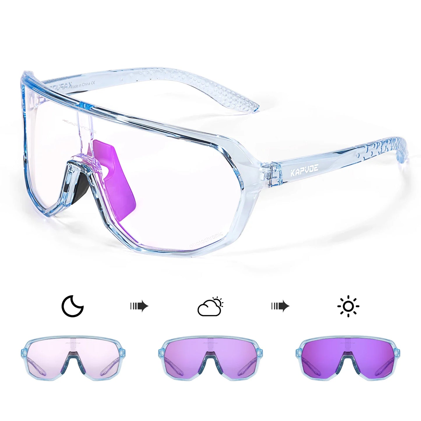 KAPVOE Photochromic Cycling Glasses Sports Sunglasses for Men Women UV400 Protection Bicycle MTB Mountain Bike Sunglasses
