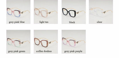 Luxury Brand Oversized Square Reading Glasses Women Triangle heart Temple Eyeglasses Blue Light Blocking Clear Computer Glasses