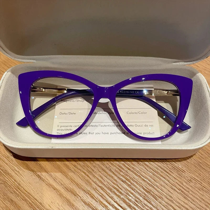 EYORA Fashionable Full Rim Cat Eye Reading Glasses Women Anti Blue Ray or Photochromic Progressive Prescription Optical Eyewear