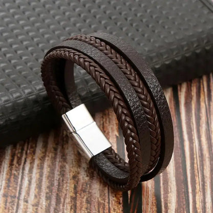 Classic Men's Leather Bracelet New Style Hand-woven Multi-layer Combination Accessory Fashion Man Jewelry