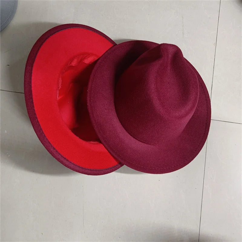 Sombreros Fedora Hat Dual Color Classic Jazz Hat Soft Fedora Hat Classic Men's and Women's Blue Jazz sombreros
