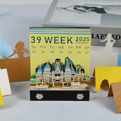 3D Treehouse Calendar Art Paper Sculpture Memo Pad Desktop Crafts Souvenirs Paper Carvings Sticky Notes Gifts Office Ornament