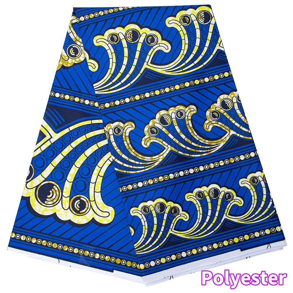 Veritablewax Fan Pattern African Fabric By the Yard Polyester Material For Handsewing High Quality Cloth for Party Dress A-27