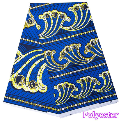 Veritablewax Fan Pattern African Fabric By the Yard Polyester Material For Handsewing High Quality Cloth for Party Dress A-27