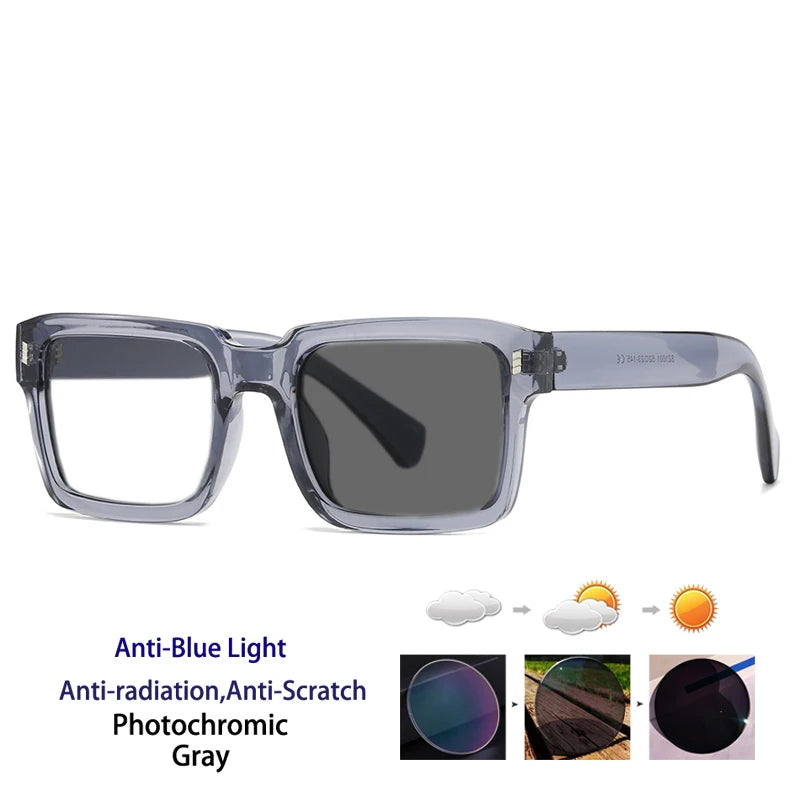 KOCOLIOR New Brand Design Square Board Anti Blue Light Reading Glasses for Men and Women Retro Glasses with Diopter 0 to+6.0
