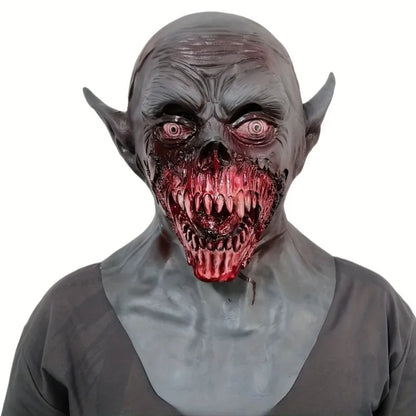 Vampire Mask Horror Bloody Hungry Natural Latex Realistic Demon Zombie Full Neck Headgear Accessories Halloween Cosplay