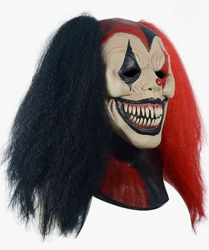 Clown Skull Mask - Red and Black Horrifying Killer Full-head Adult Evil Clown Mask, Halloween Anime Cosplay Prop