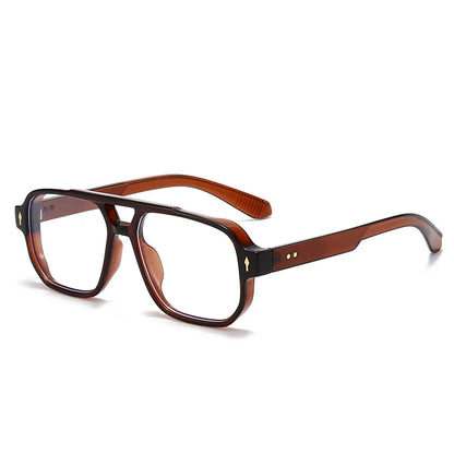 SHAUNA Double Bridges Anti Blue Light Retro Women Square Glasses Frame Fashion Men Optical Eyewear