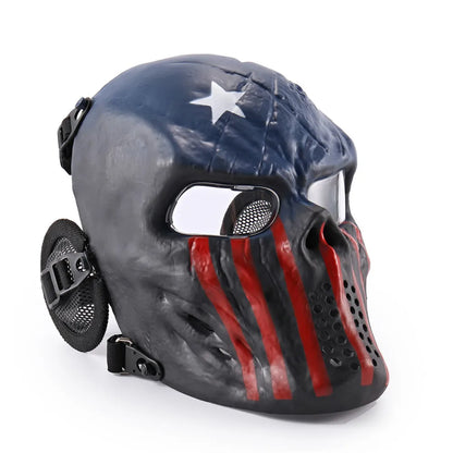 REikirc Full Face Airsoft Tactical Skull Mask with Ear Protection CS Halloween Cosplay Masks