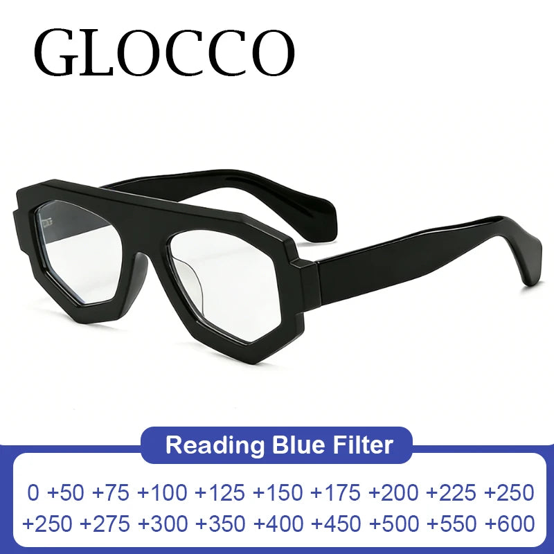 Womens Thick Frame Reading Glasses 2025 Luxury Brand Designer  Fashion Transparent Eyewear Finished Hyperopia Eyeglasses +2.25
