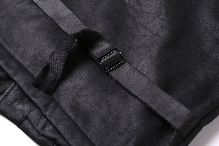 Retro Suede Vest Men Vintage Style Slim Fit Autumn Winter Mens Sleeveless Jacket V Neck Warm Waistcoat