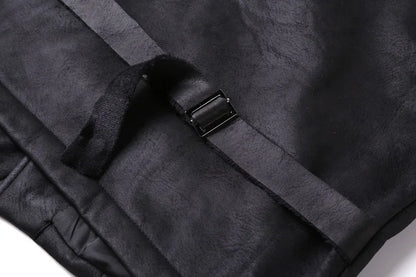 Retro Suede Vest Men Vintage Style Slim Fit Autumn Winter Mens Sleeveless Jacket V Neck Warm Waistcoat