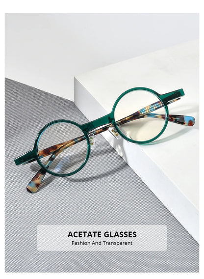 FONEX HEPIDEM Acetate Eyeglasses Frame Men 2025 New Small Round Brand Design Glasses Women Retro Vintage Eyewear Spectacles 9341