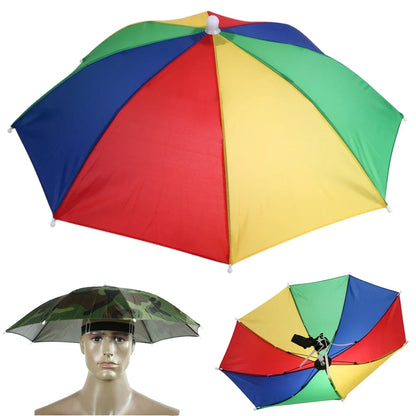 55cm Foldable Rain Umbrella Hat Army Green Outdoor Pesca Sun Shade Waterproof Camping Fishing Headwear Cap Beach Head Hats
