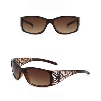 New Printed Diamond Studded Retro Cat Eye Women's Sunglasses Personalized And Trendy Outdoor Sun Protection Sunglasses