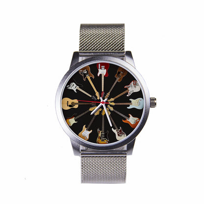 Logo Men's Watch Wife Musical Instrument Universal Watches Husband Family Pattern Guitar Clock Wristwatch DIY Dial