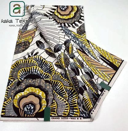 Latest African Grand Golden Wax Fabric Super Good Quality Women Pagne Flash Cotton Prints Batik Ankara Glitter Tissus 6yards