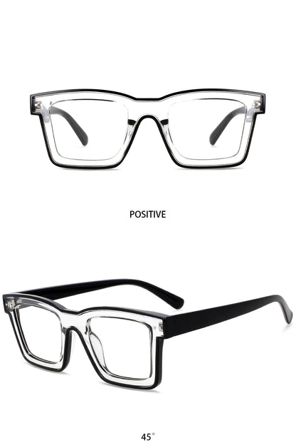 55599 New Fashion Men Brand Designer Glasses for Ladies Anti Blue Retro Square Punk Frame Clear Computer Purple Eyeglasses