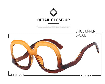 Fashion Unique Oval Blue Light Blocking Glasses Frame Women Large Colorful Gradient Eyeglasses Luxury Designer Reading Glasses