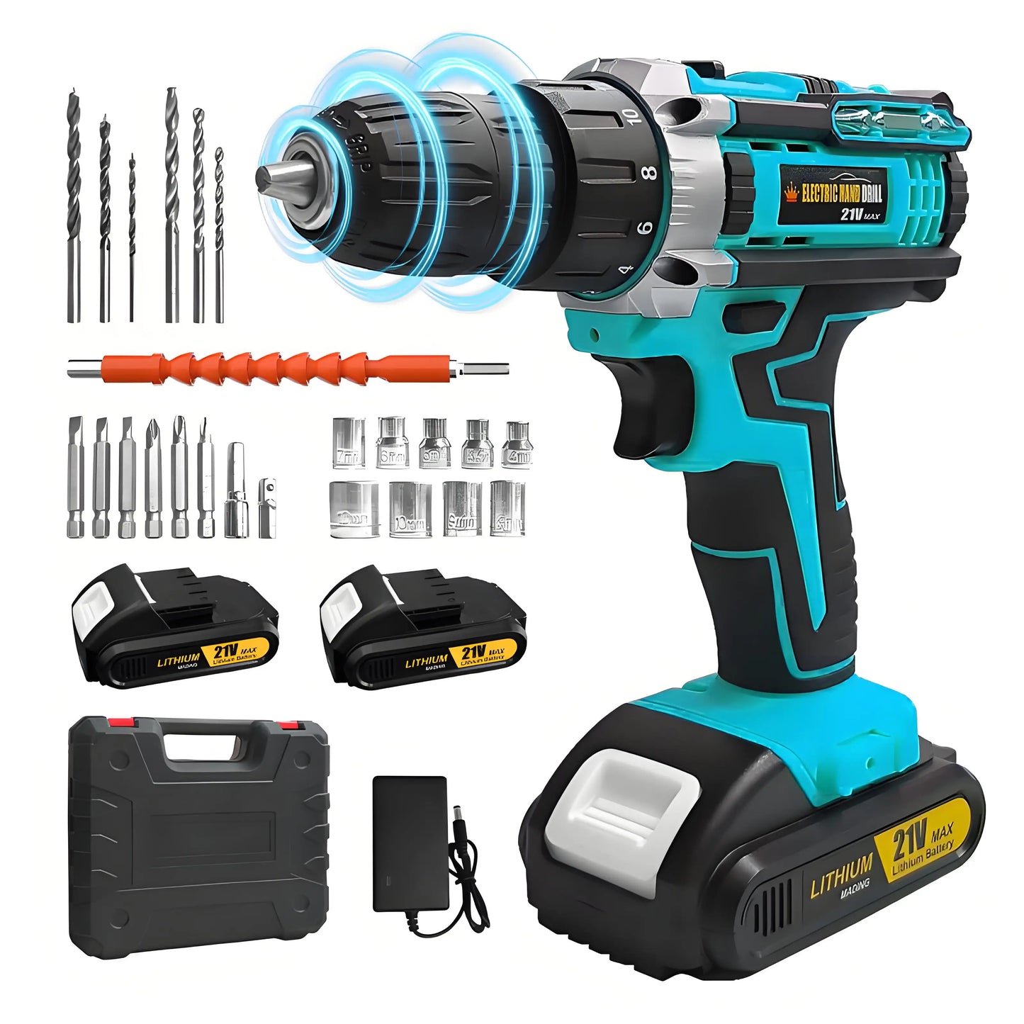 Lithium battery-powered screwdriver, electric screwdriver, electric hand drill, electric impact drill, combo set, home DIY kit