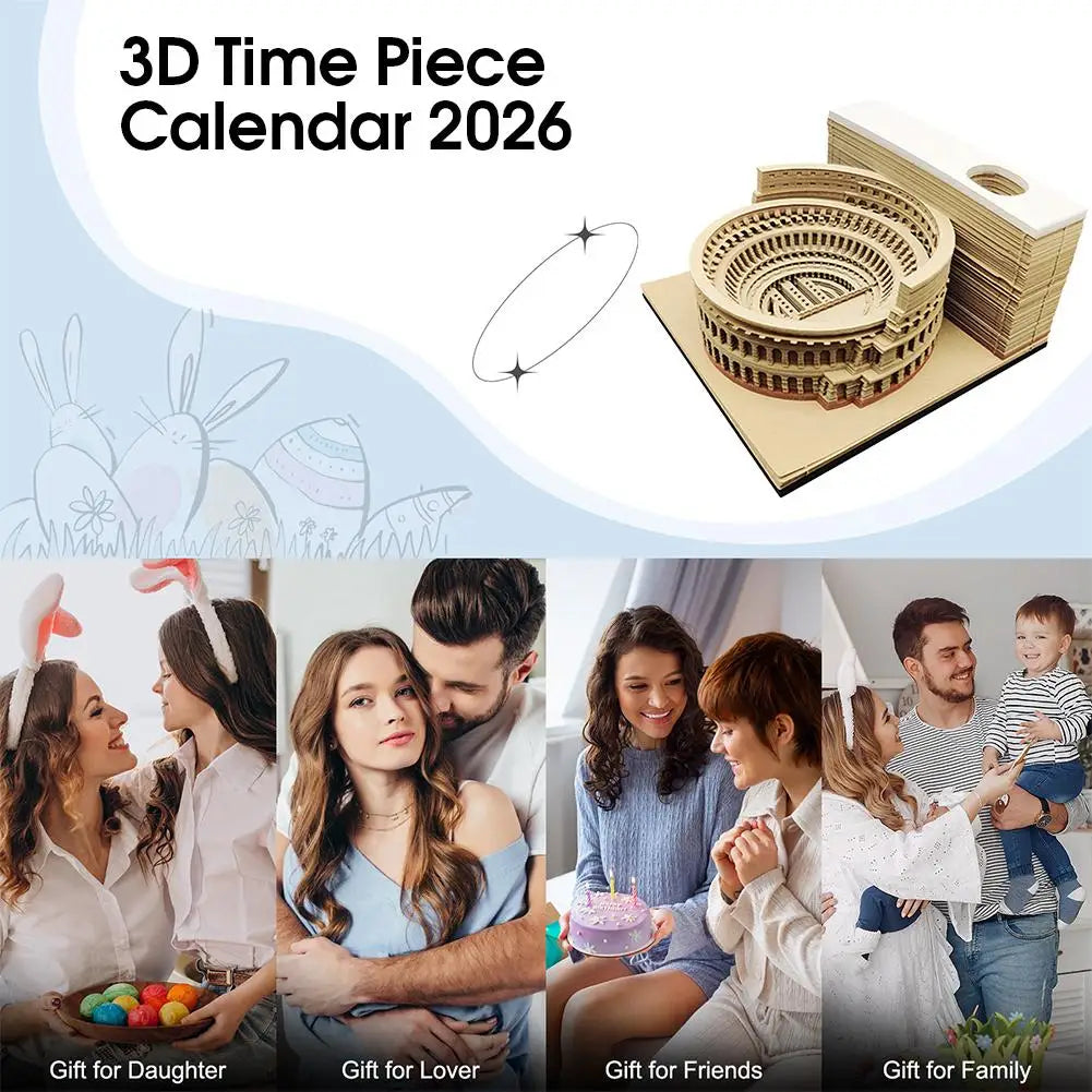 3D Stereoscopic Calendar Roman Colosseums Shape Weekly Calendar Tear-Away Paper Carving Art Memo Pad Offices Decor