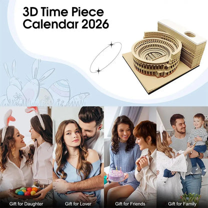 3D Stereoscopic Calendar Roman Colosseums Shape Weekly Calendar Tear-Away Paper Carving Art Memo Pad Offices Decor