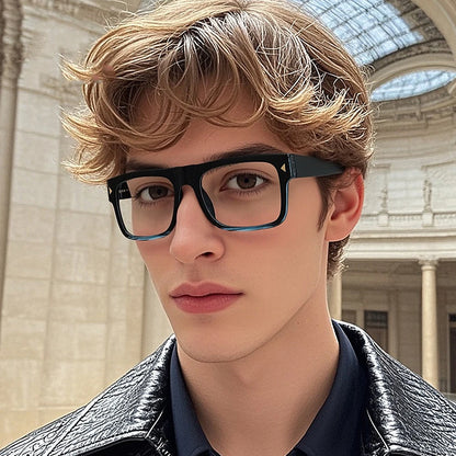 Fashion Men Prescription Myopia Glasses Luxury Brand Black Square Blue Light Blocking Eyewear Male Glasses For Vision 0 To -6.0