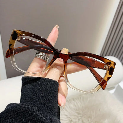 Luxury Brand Designer Women Fashion Cat Eye Anti Blue Light Glasses Double Color Large Frame Lady's Prescription Eyewear Frames