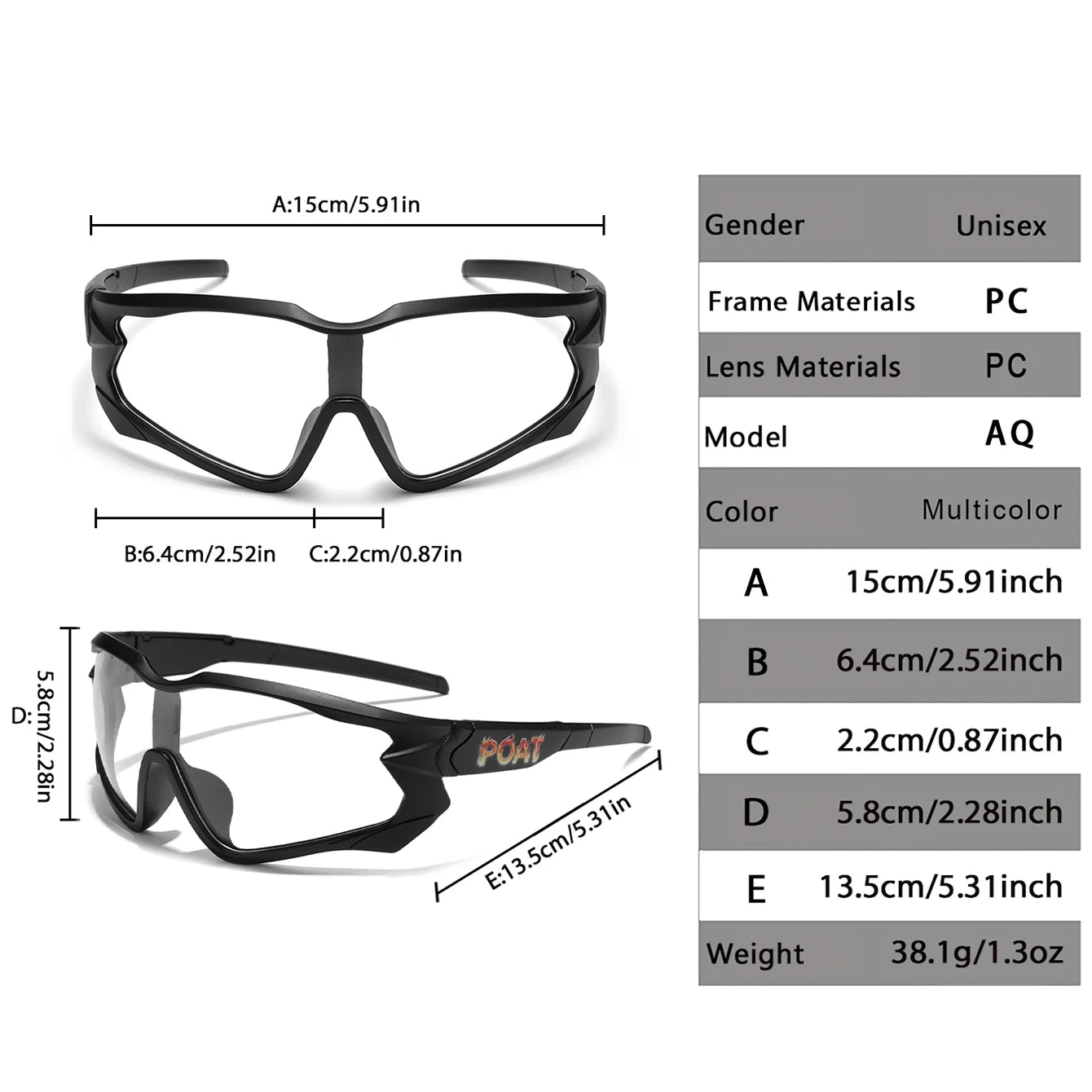 POAT Brand Photochromic Eyewear for Men Women MTB Bike Bicycle Cycling Fishing Running Glasses New Style Sunglasses Sports