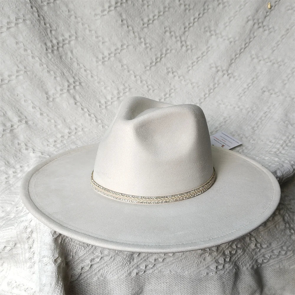 Colorful Suede Wide Brim Felt Fedoras Women's Hat Men's Church Jazz Hat Denim Hat Panama шляпа женская летняя 2024