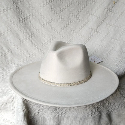 Colorful Suede Wide Brim Felt Fedoras Women's Hat Men's Church Jazz Hat Denim Hat Panama шляпа женская летняя 2024