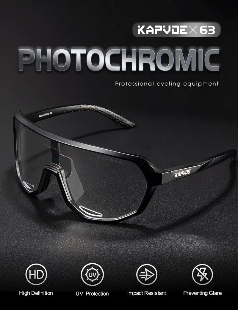 KAPVOE Photochromic Cycling Glasses Sports Sunglasses for Men Women UV400 Protection Bicycle MTB Mountain Bike Sunglasses