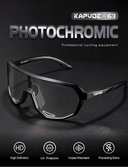 KAPVOE Photochromic Cycling Glasses Sports Sunglasses for Men Women UV400 Protection Bicycle MTB Mountain Bike Sunglasses